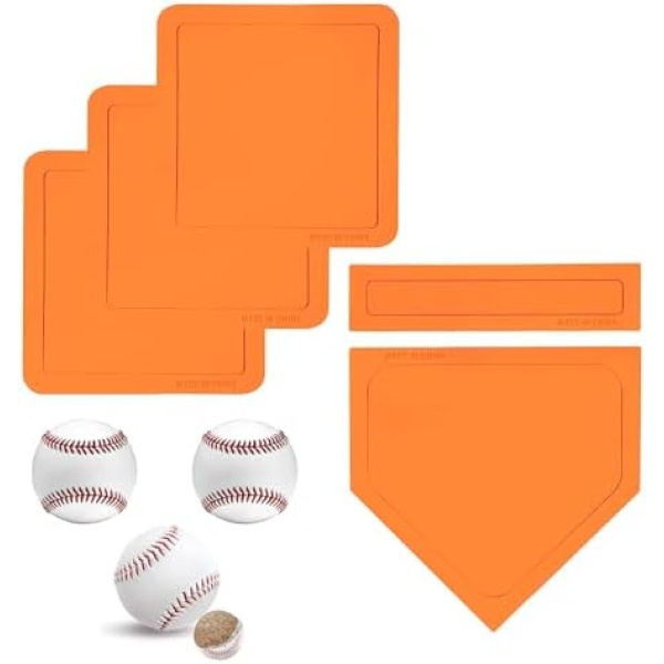Rubber Baseball Bases for Yard - 5 Piece Set Improve Power and Agility
